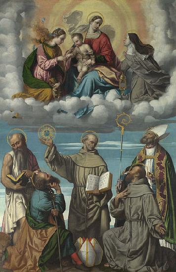 MORETTO da Brescia The Virgin and Child with Saint Bernardino and Other Saints oil painting image